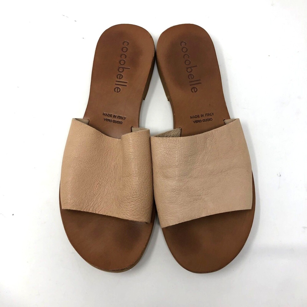 Cocobelle Bhea Slide Sandal Womens 9 Beige Leather Minimalist Summer Slip On